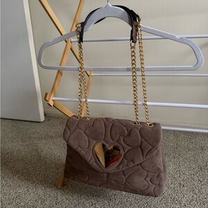 Heart Accent Quilted Bag - Brown